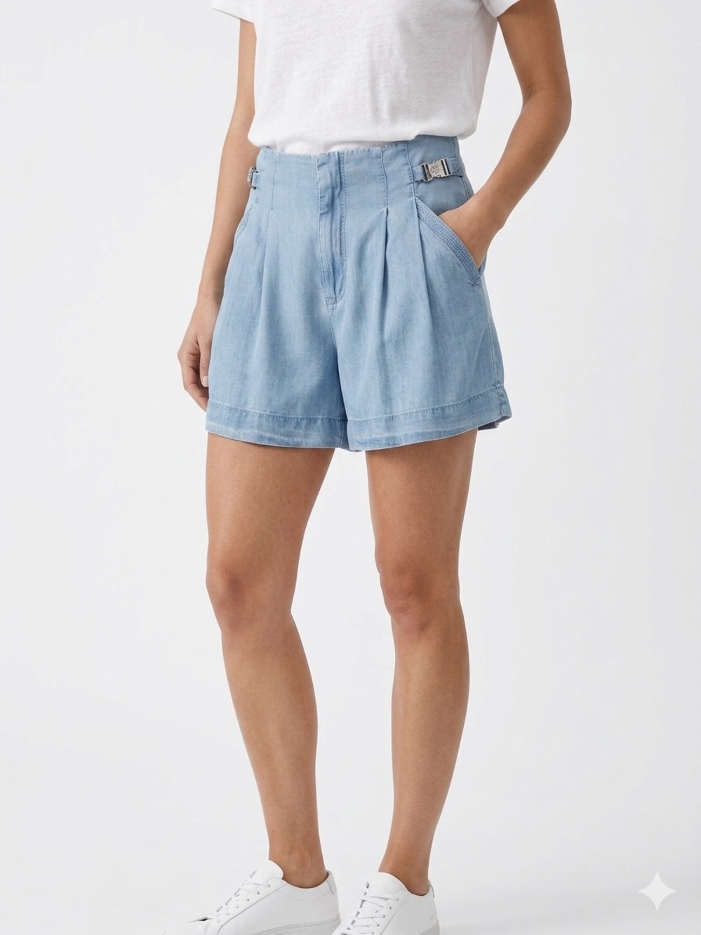 DKNY Tensel Chambray Short 10 Indie Bohemian Beach Vibes Vacation Elevated Basic